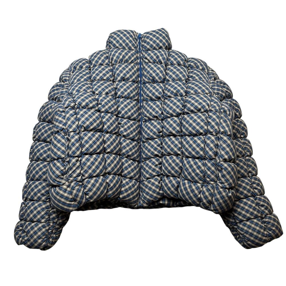 ERL Plaid Puffer Jacket Cropped Down Blue Mens XXL Streetwear